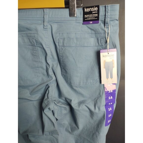 Kensie Women’s Mid Rise Chino Trousers Size 14 Casual Cotton Pants - Picture 7 of 9